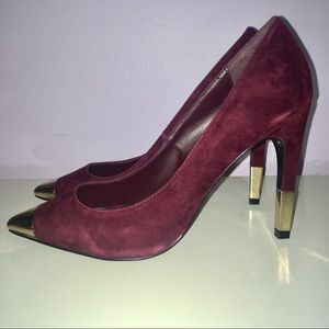 Topshop Burgundy Faux Suede Heels